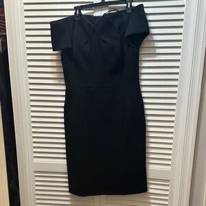 Zac Posen Black Off-Shoulder Midi Dress Size 12